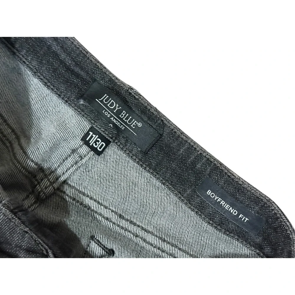 Judy Blue Boyfriend Fit Jeans Women 11/30 Faded Black‎ Denim Distressed Stretch
